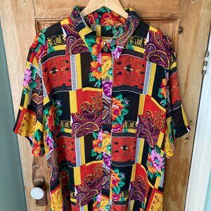 Colourful Vintage Plus Size Blouse